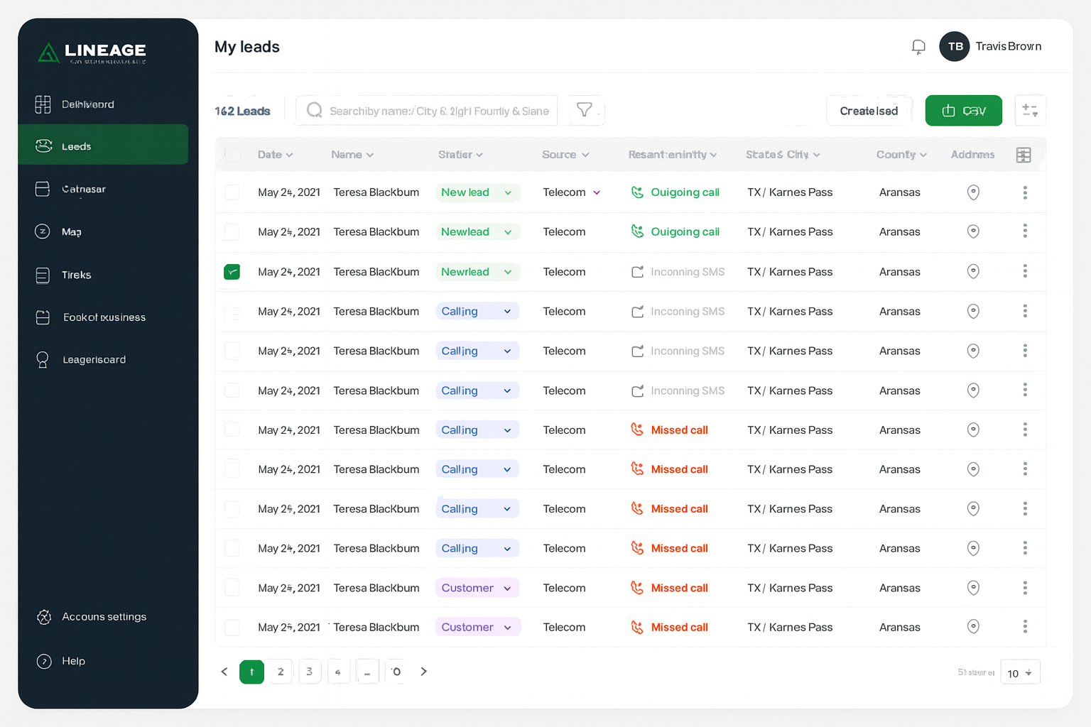 Lineage CRM + Insurance Sales/Telephony